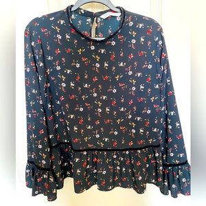 Floral black blouse, size XL. Zara.